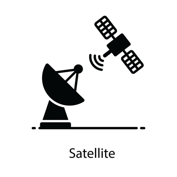 Satellit Ikon Design Radioteleskop Trendig Platt Stil — Stock vektor