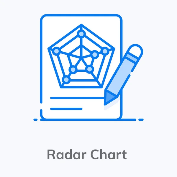 Icône Graphique Radar Vecteur Modifiable Plat — Image vectorielle