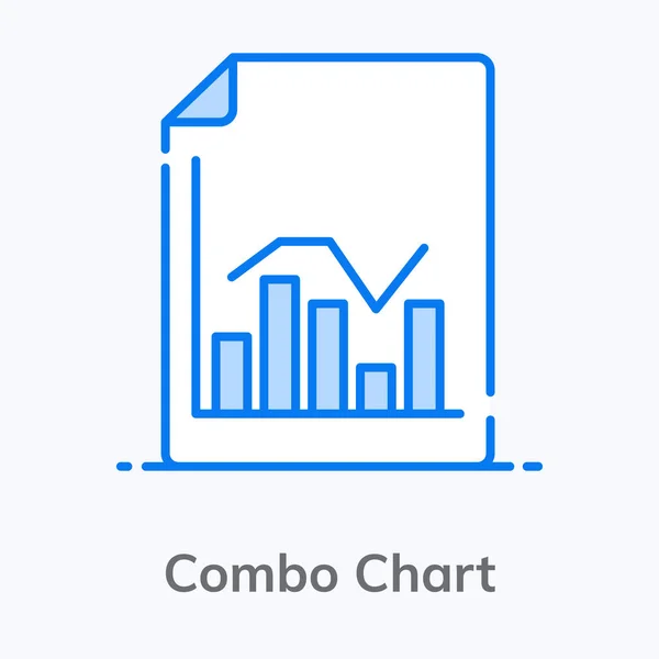 Bar Line Graph Showing Combo Chart Icon — Stock Vector