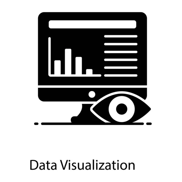 Данные Внутри Монитора Глазом Понятие Иконки Визуализации Данных — стоковый вектор