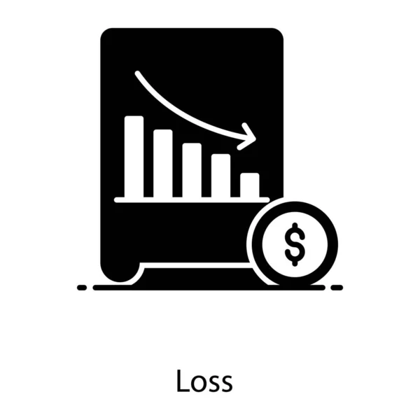 Gráfico Barras Com Seta Para Baixo Dólar Representando Ícone Gráfico — Vetor de Stock