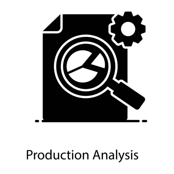 Pie Chart Nagyító Alatt Fogaskerék Termelési Elemzés Ikon — Stock Vector