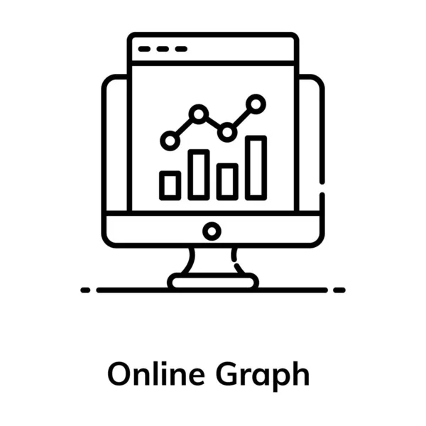 Data Chart Monitor Showcasing Online Graph Icon — Stock Vector