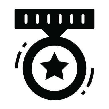 Şampiyon madalya ikonu tasarımı, askeri madalya vektörü 