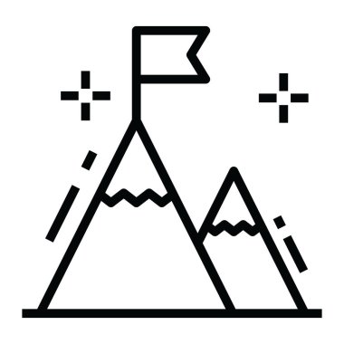 Dağın tepesinde başarı görev simgesi tasarımı gösteren bayrak 