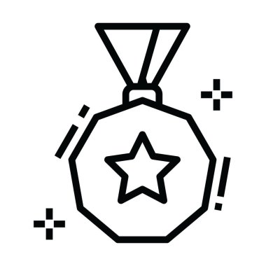 Yıldız madalyasının vektörü, glyph stilinde düzenlenebilir kurdele madalyası ikonu 