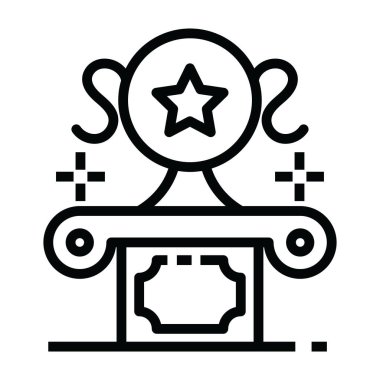 Ödül töreni vektörü, yıldızlı kupa, ikon tasarımı 