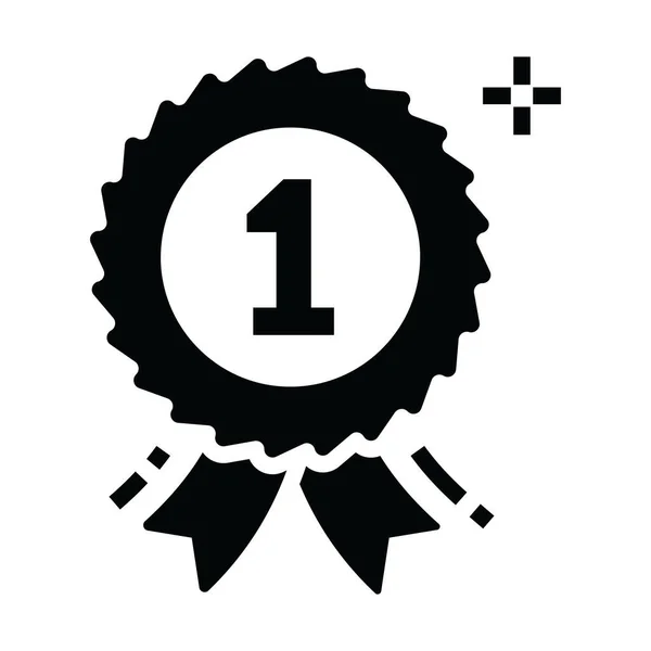 Icône Badge Première Place Dans Design Solide — Image vectorielle