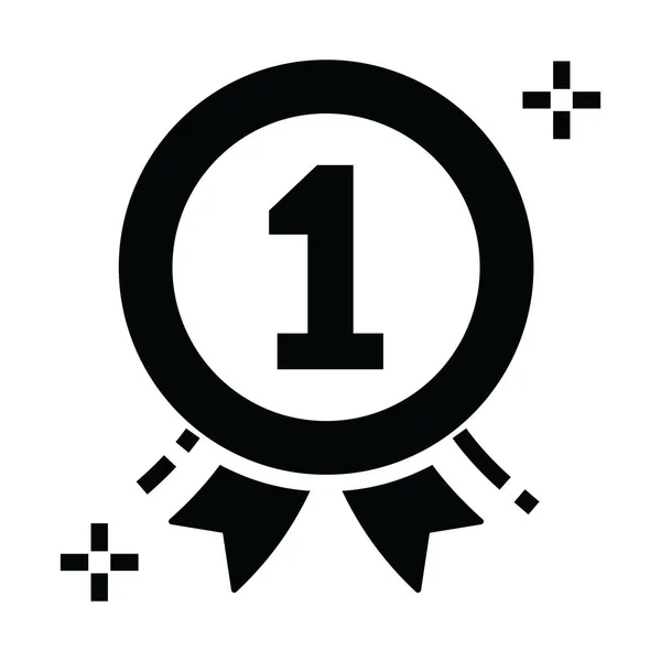 Odznaka Posiadająca Numer Odznaka Pierwszej Pozycji Stylu Wypełnionym — Wektor stockowy