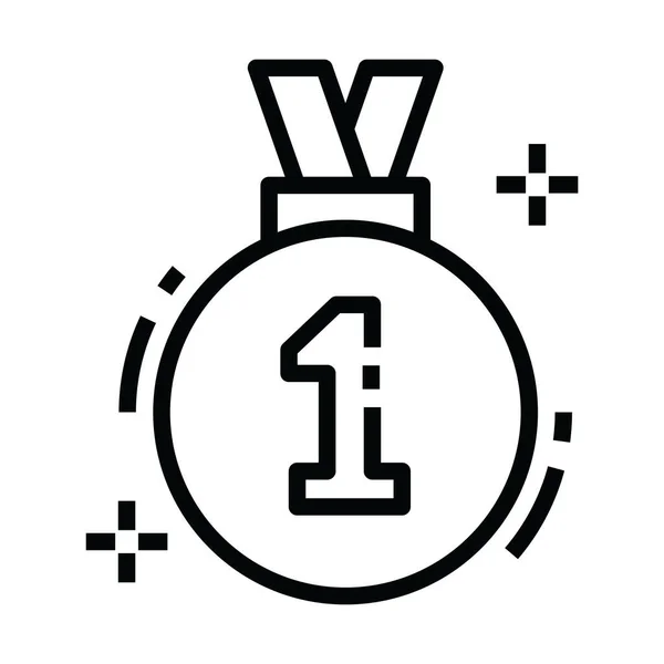 Vector Design First Place Medal Επεξεργάσιμο Εικονίδιο Του Μεταλλίου Θέσης — Διανυσματικό Αρχείο