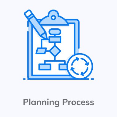 Pano ile kalem, modern düz stil işlem simgesi planlama 