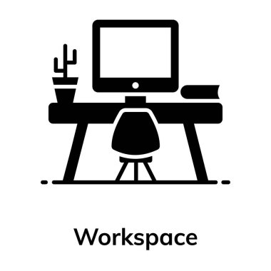 Çalışma alanı simgesi tasarımı, modern düz tarzda çalışan işyeri 