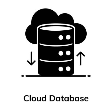 Bulut veritabanı simgesi tasarımı, düz biçimli bulut hesaplama vektörü 