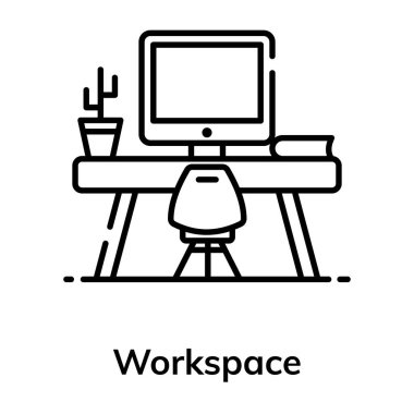 Çalışma alanı simgesi tasarımı, modern düz tarzda çalışan işyeri 