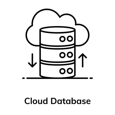Bulut veritabanı simgesi tasarımı, düz biçimli bulut hesaplama vektörü 
