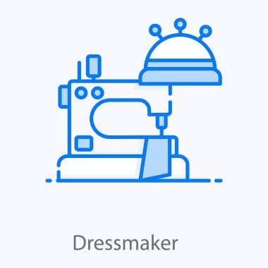 Terzi simgesi konseptini gösteren şapka dikme makinesi