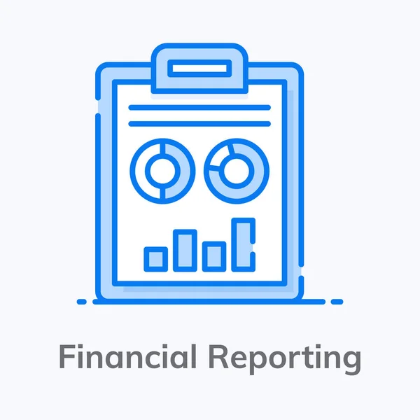 Flat Icon Design Financial Reporting Concept Style Information Report — Stock Vector