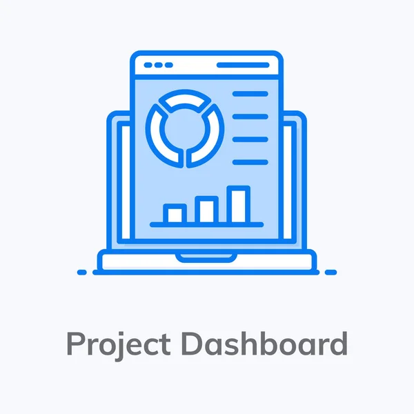 Project Dashboard Icon Design Vector Graphical Data Editable Flat Style — Stock Vector