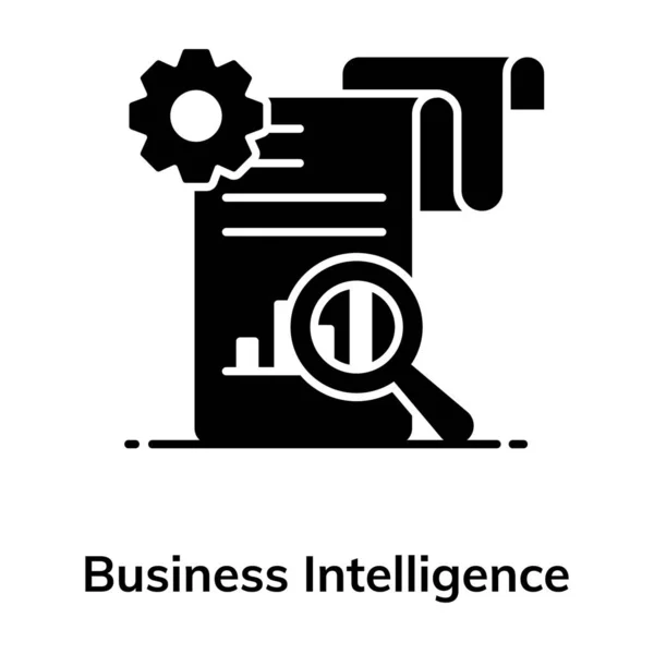 バーチャート上の拡大鏡 トレンディーなフラットベクトルのビジネスインテリジェンス — ストックベクタ