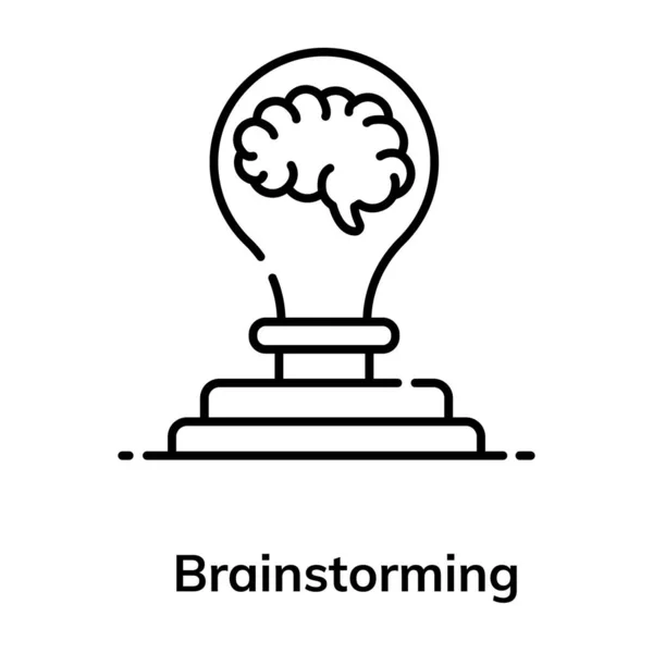 電球内部の脳の基本的な編集可能なベクトルスタイル ブレインストーミングの概念 — ストックベクタ