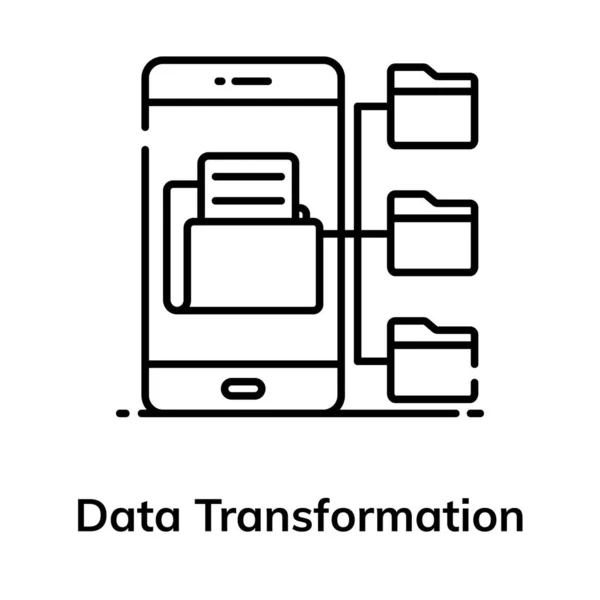 Diseño Icono Plano Transformación Datos Red Carpetas Compartidas — Vector de stock