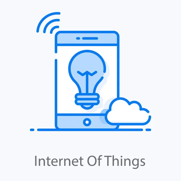 Мобильный Телефон Сигналы Облачные Лампочки Демонстрирующие Интернет Вещей Иконка — стоковый вектор