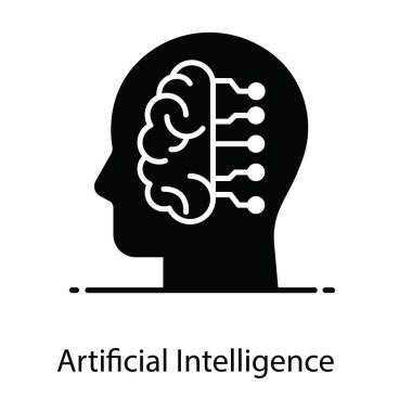 Yapay zeka vektörü, düz simge içindeki sinirsel ağ 