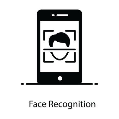 Cep telefonunun içindeki kişi, düz tasarımda yüz tanıma 