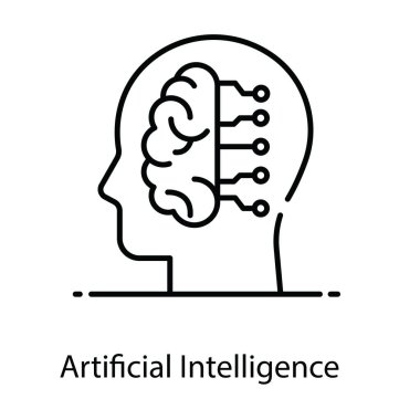 Yapay zeka vektörü, düz simge içindeki sinirsel ağ 