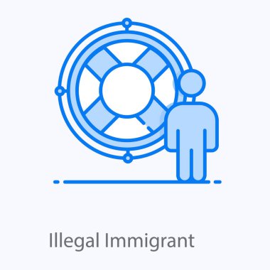 Yasadışı göçmen ikonu, modern daire tarzı, kaçak göçmen.