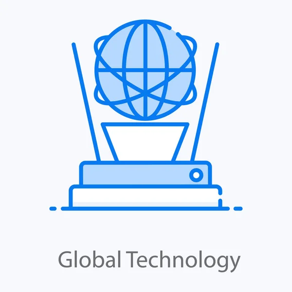 Icon Global Technology Flat Design Editable Vector — Stock Vector