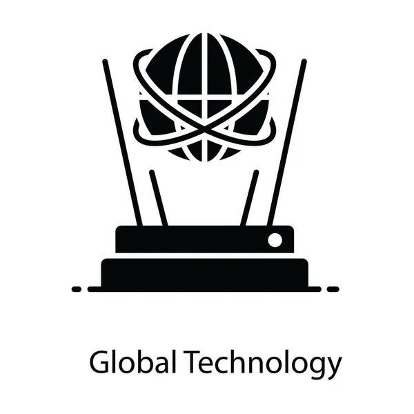 Знак Глобальной Технологии Плоском Дизайне Редактируемый Вектор — стоковый вектор