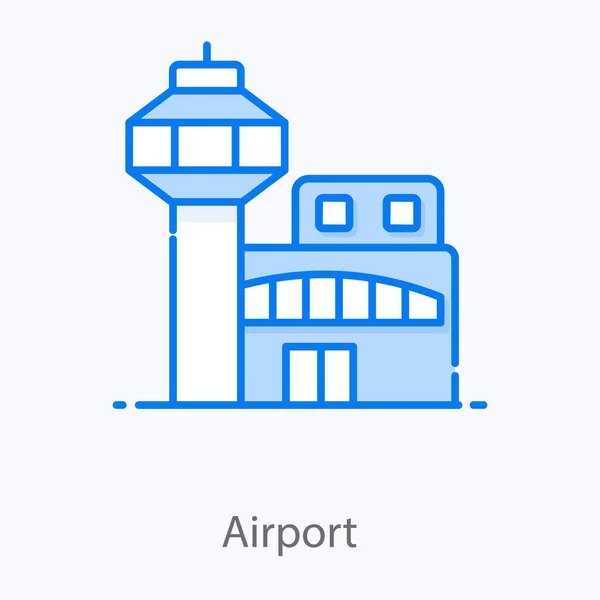 Havaalanındaki Uçak Yolcuları Için Kalkış Varış Binası Düz Simge Tasarımı — Stok Vektör