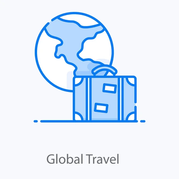 Küresel Seyahatin Bavul Vektör Tasarımı Ile Dünya — Stok Vektör