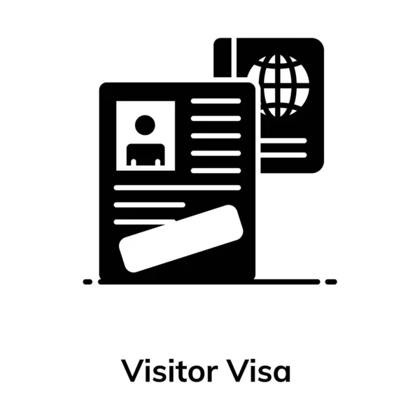 Papel Con Pasaporte Visa Visitante Estilo Plano Moderno — Vector de stock