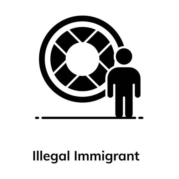 Icono Inmigrante Ilegal Estilo Plano Moderno Escapar Los Inmigrantes — Archivo Imágenes Vectoriales