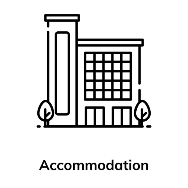 Kamers Gebouw Wonen Verblijven Accommodatie Pictogram Ontwerp — Stockvector