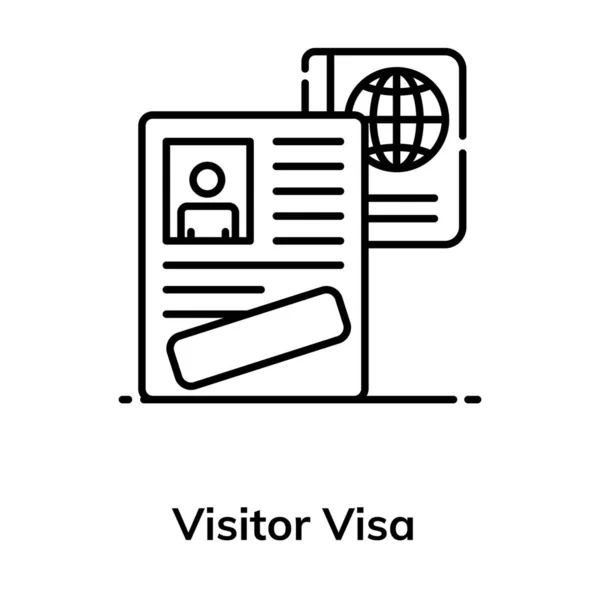 Papier Avec Passeport Visa Visiteur Dans Style Plat Moderne — Image vectorielle