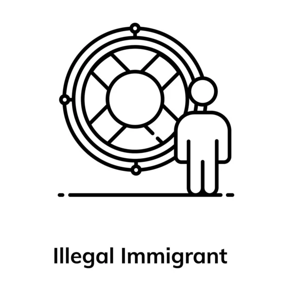 Illegal Immigrant Icon Modern Flat Style Escape Immigrant — Stock Vector