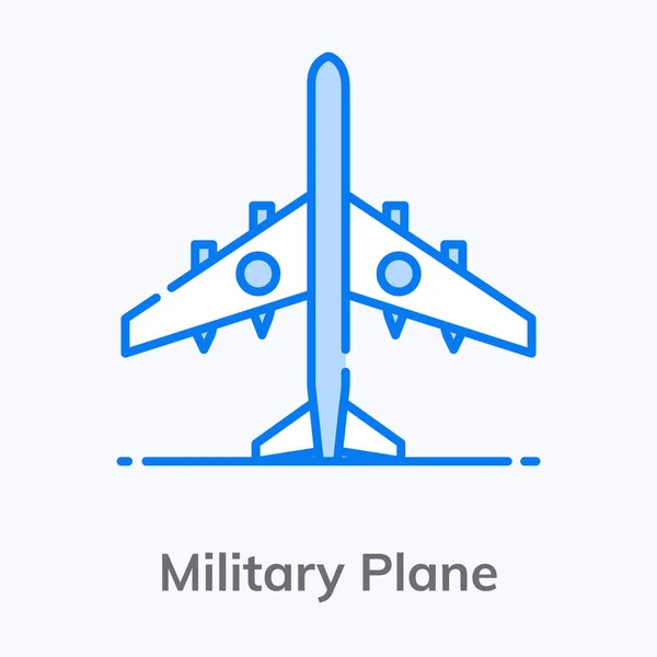 Une Icône Avion Militaire Dans Style Vectoriel Plat — Image vectorielle
