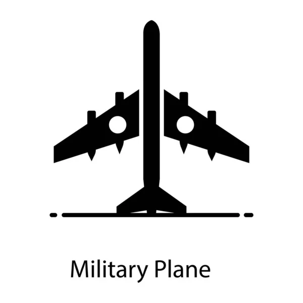 Icono Avión Militar Estilo Vector Plano — Vector de stock