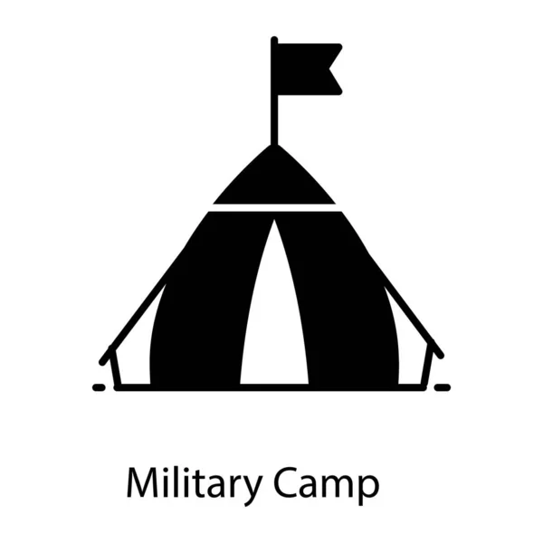 Outdoor Accommodation Icon Flat Vector Design Military Camp — Stock Vector