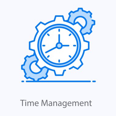 Saati olan dişliler, düz zaman yönetim simgesi