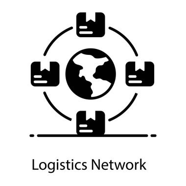 Lojistik ağ simgesini gösteren paketlerle çevrili dünya