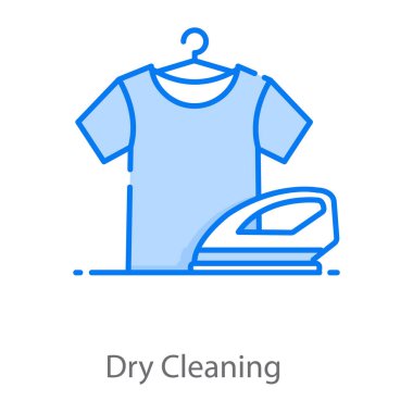 Gömleği ütüyle asmak kuru temizleme konsepti simgesini gösterir