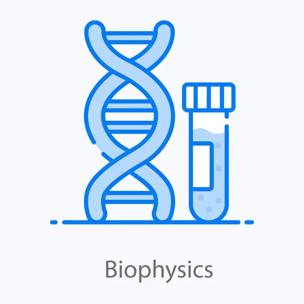 Faixa Dna Com Tubo Ensaio Representando Ícone Biofísico — Vetor de Stock