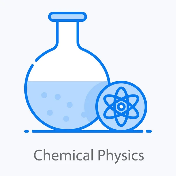Плоский Дизайн Хімічної Фізичної Ікони Хімічна Колба Атомом — стоковий вектор
