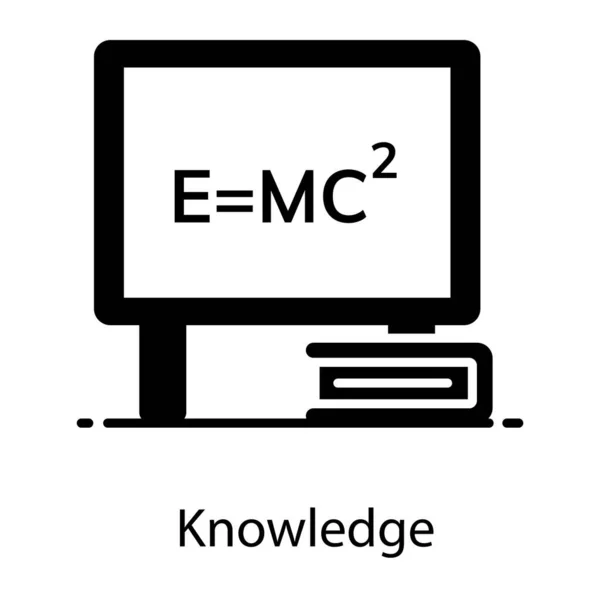 Formule Énergétique Intérieur Moniteur Avec Livre Montrant Icône Connaissance — Image vectorielle