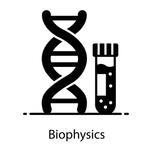 Dna Strand Test Tube Depicting Biophysics Icon — Stock Vector