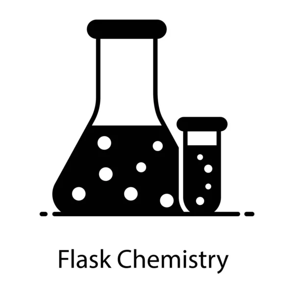 Frasco Químico Con Tubo Ensayo Concepto Icono Química Del Frasco — Vector de stock